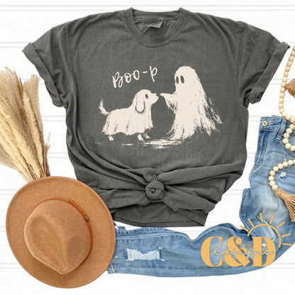 Boo-p Halloween Dog Ghost Tee & Sweatshirt