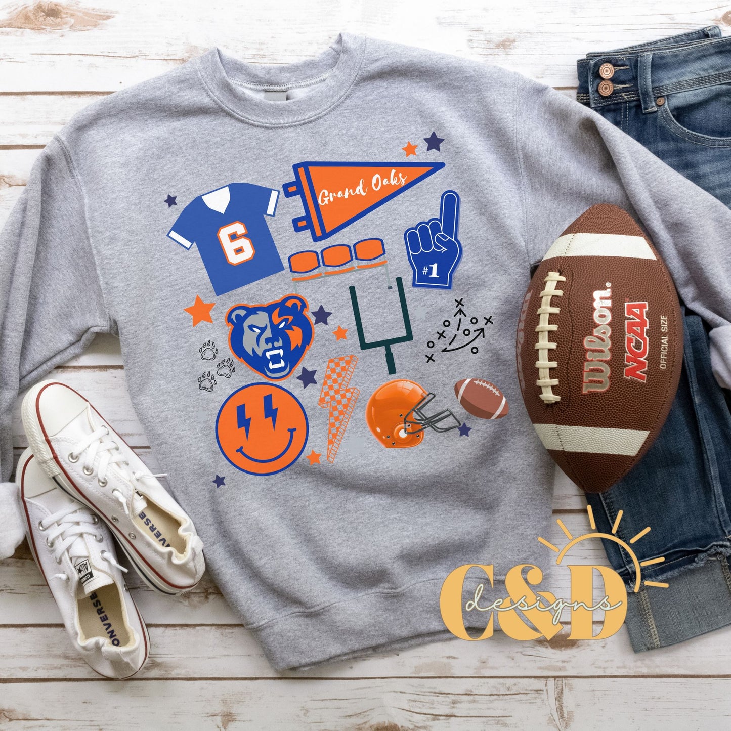 Custom Football Tee (Your team colors, your team logo)