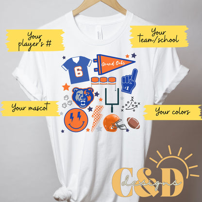 Custom Football Tee (Your team colors, your team logo)