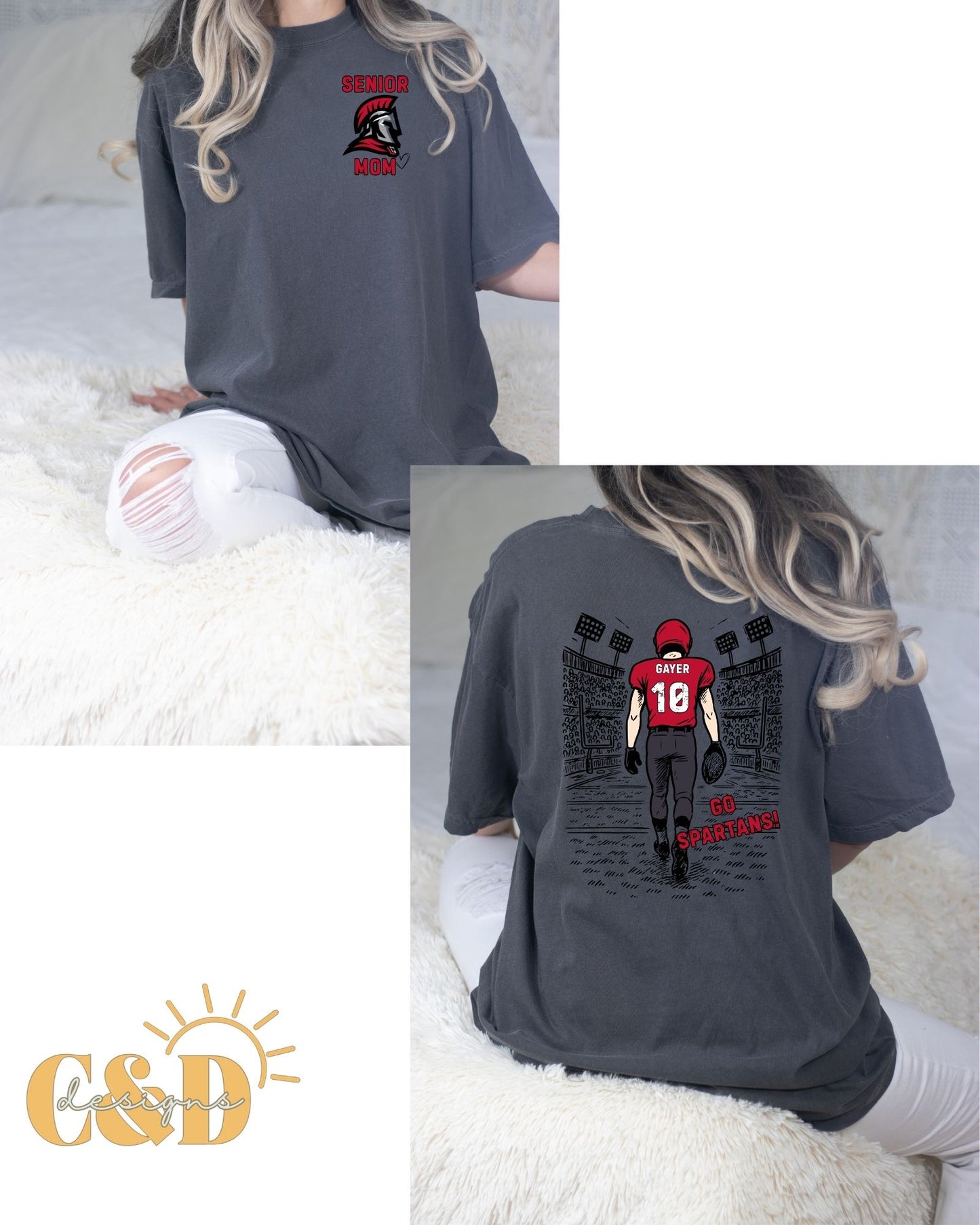 Custom Football Mom T-Shirt | Personalized Team Colors, Name & Number