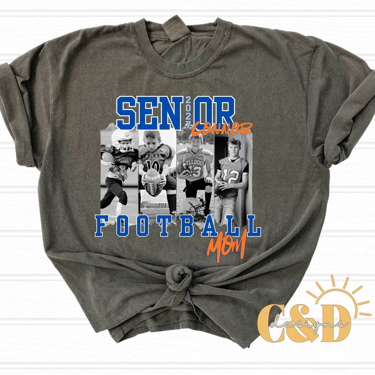 Football Senior Mom Tee (Add Your Own Photos)
