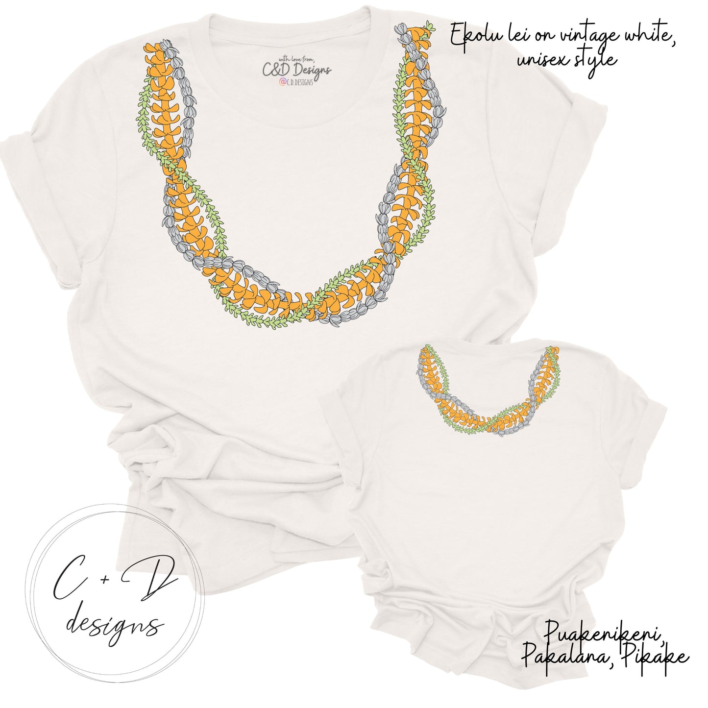 Ekolu Lei T-shirt Puakenikeni/Pikake/Pakalana