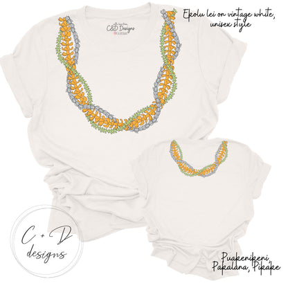 Ekolu Lei T-shirt Puakenikeni/Pikake/Pakalana