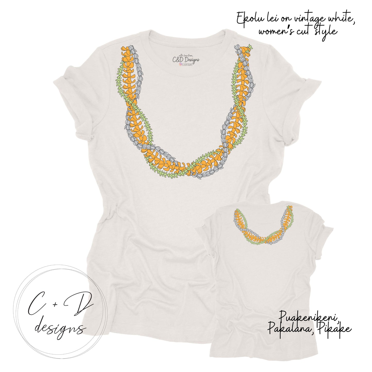 Ekolu Lei T-shirt Puakenikeni/Pikake/Pakalana